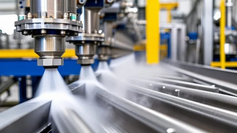 Close-up,Of,Industrial,Pre-treatment,Spray,System,For,Powder,Coating,,Nozzles