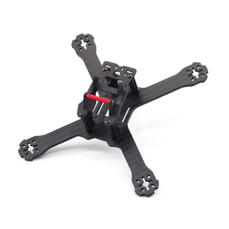 Custom FPV drone frame machining of a 5-axis aluminum camera cage with compound angles