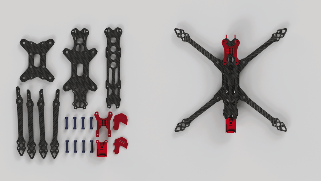 Custom FPV drone frame machining of 7075-T6 arms using high-speed CNC milling