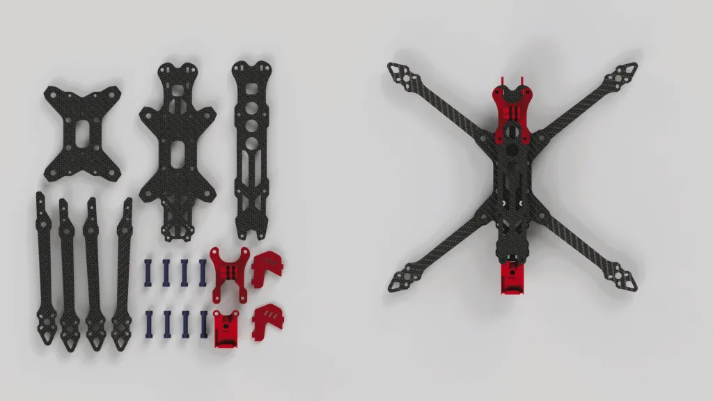 Custom FPV drone frame machining of 7075-T6 arms using high-speed CNC milling